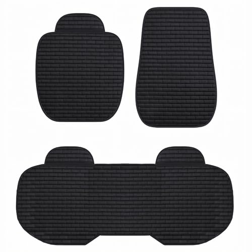 ZQX 車 座布団 収納ポケット付き 四季汎用 リネン風素材 車用シートカバー 滑り止め 快適ドライブ 蒸れない お尻快適 3D立体デザイン 運転席 取り付け簡単 2個座面+後部座席（ブラック）