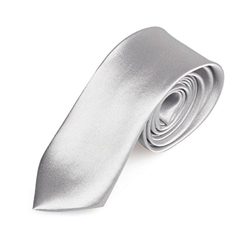 Amison hombres corbata estrecha Casual Slim sólido multicolor Matrimonio Fiesta Boda flaco Lazo (F, plata)