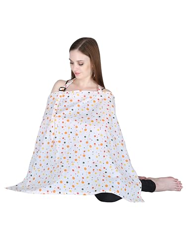Image of Switchon Feeding Apron Cover Cotton Maternity Baby Breastfeeding Multipurpose for Mothers doted Printed Proudly Made in India (Multi)