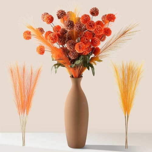 Faux Fall Flowers: Mums, Pampas Grass, 10 Stems + Branches