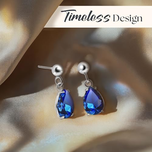 925 Sterling Silver Gemstone Earrings for Women – Birthstone Jewelry – Dainty Silver Teardrop Earrings – Perfect Birthday Gift2