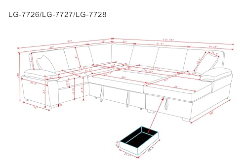 Image of ERYE Oversized U-Shaped Pull Out Sleeper Couch Bed, Modern U Shaped Sleeper Sectional Sofa Corduroy Corner Convertible Sofa Bed with Storage Chaise Lounge for Living Room