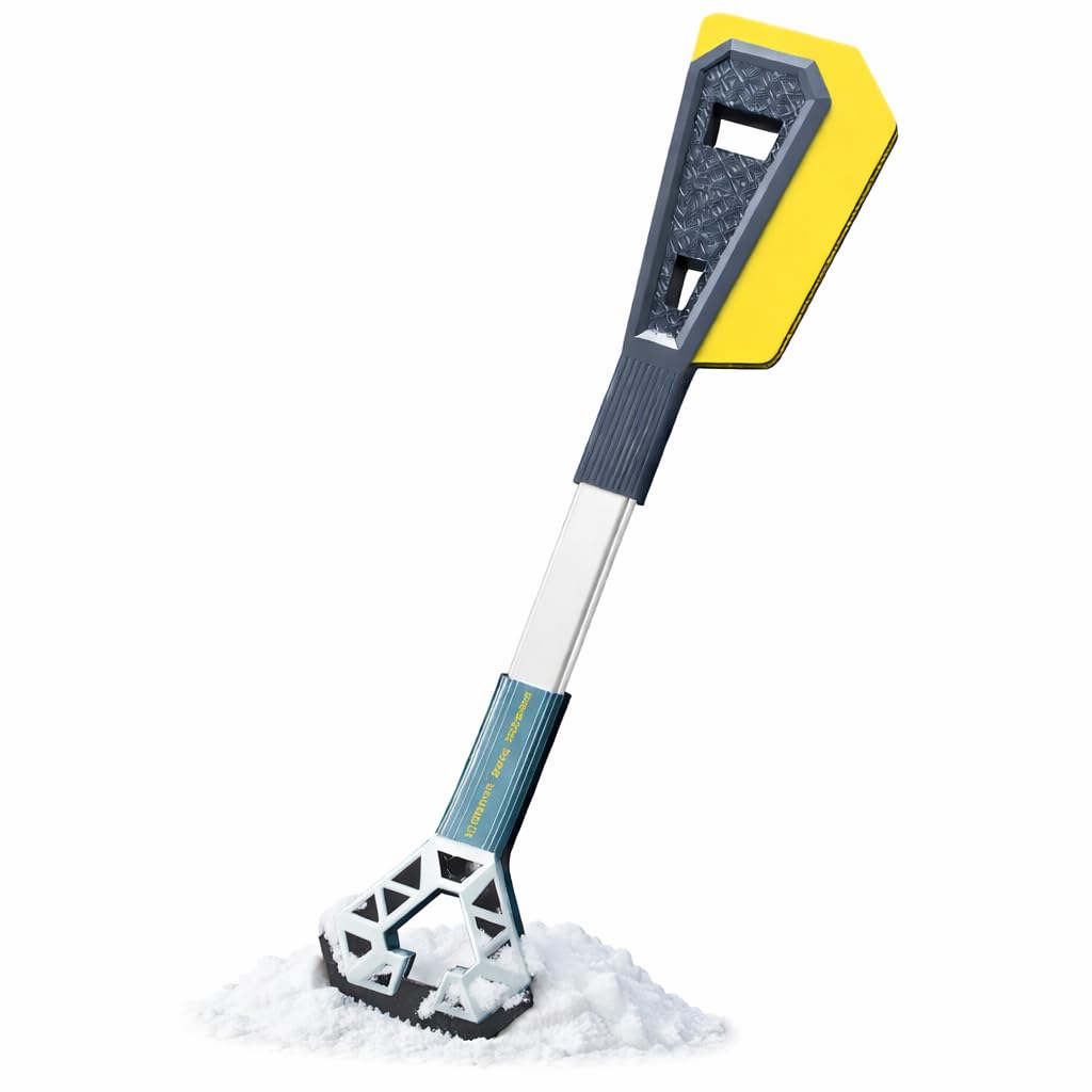 4-in-1 Aluminium-Schnee- und Eisentfernungswerkzeug für Fahrzeuge – robuster Schaber, Schaufel, Bürste für Überleben im Winter