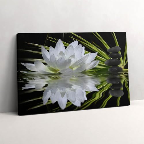 Tableau d'Art Nénuphar et feuilles Wallfluent - Toile Murale Haute Définition 60x40cm