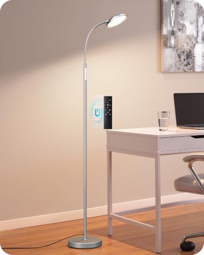 DEWENWILS&EDISHINE EDISHINE 18W LED Floor Lamp for Living Room, Diamond-Surface, Silver