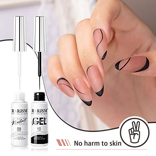 RARJSM Black and White Nail Art Liner Gel Set #TOP19