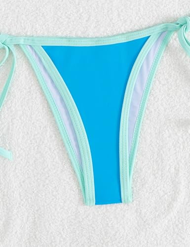 Image of Tainehs Women's Sexy Halter Thong Bikini Tie Two Sides Bottom Triangle Bikini Swimsuits