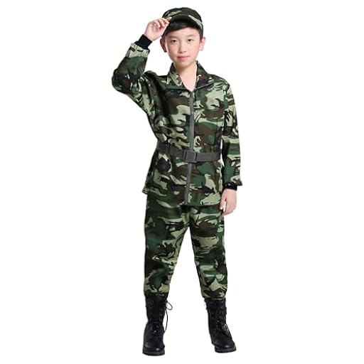 Generisch 2026 - Disfraz de soldado del ejército para niños, disfraz militar, uniformes de camuflaje para niños, disfraz de Halloween para niños, verde, 11-12 años | Ya disponible en tu tienda friki favorita! En mundofriki.es!