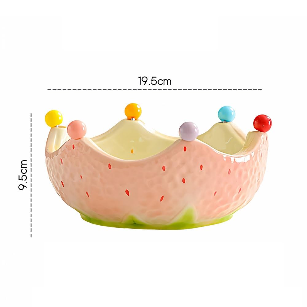 Obstschale Obstschale aus Keramik mit integrierten Gabeln, farbenfrohen, erdbeerförmigen Perlenspießen, Weintrauben und Beeren Obstschalen