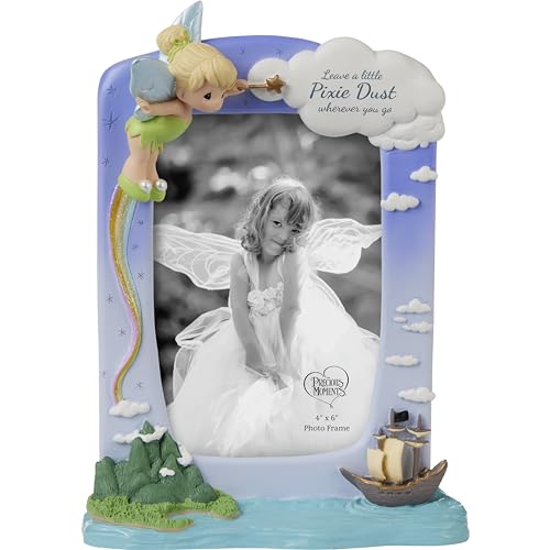 Image of Precious Moments Disney Tinker Bell Resin/Glass Photo Frame | Keepsake Collectible Picture Holder | Hand-painted Disney Peter Pan Décor | Thoughtful Anniversary, Birthday, and Holiday Gift