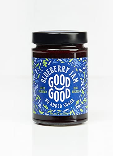 Sweet Blueberry Jam by Good Good - 12 oz / 330 g - Keto Friendly - No Added Sugar Blueberry Jam - Vegan - Gluten Free - Diabetic (Blueberry) but is: Good Good Jam with Stevia - Blueberry 330g