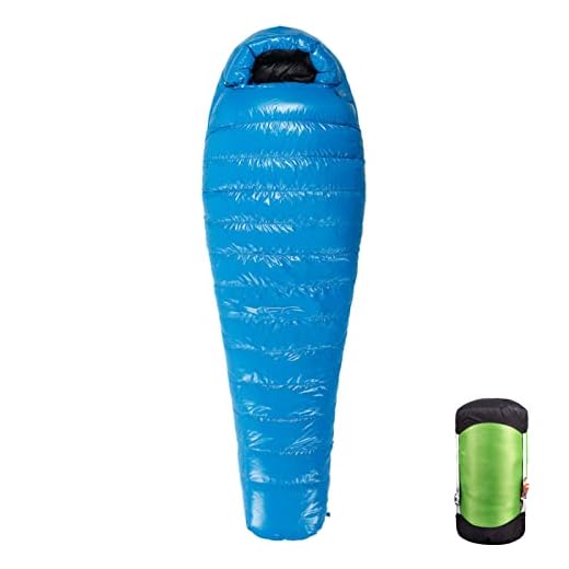 AEGISMAX Ultra-Light Sleeping Bag Spring Summer Autumn Ultra-compactable Sleeping Bag Warm Plump Mummy Sleeping Bag 400g Duck Down Filling for Hiking, Backpacking and Camping-Blue Large
