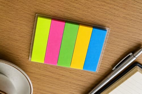 Image of Writable Transparent Sticky Tabs - 5 Color Repositionable Page Markers & Book Flags for Documents, Reports, Planners, Office and School Supplies 2 Pack (2)