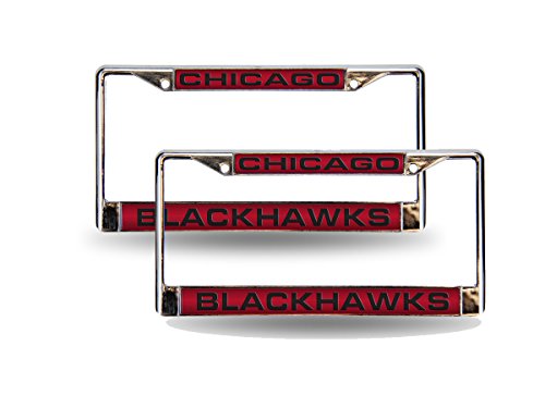 Chicago Blackhawks NHL Chrome Metal (Set of 2) Laser Cut License Plate Frames