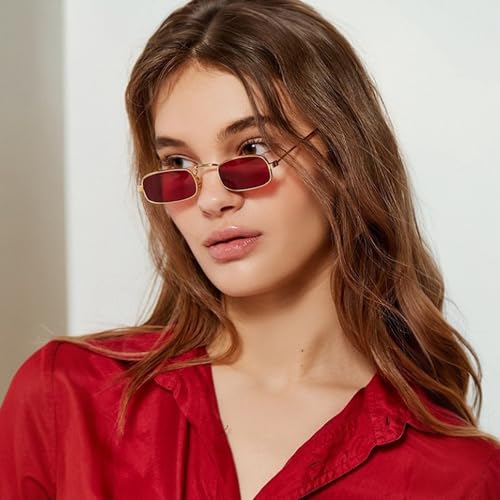 Rectangle Sunglasses for Women Men 90s Retro Small Narrow Skinny Sunnies Y2K Sun Glasses with UV400 Protection3