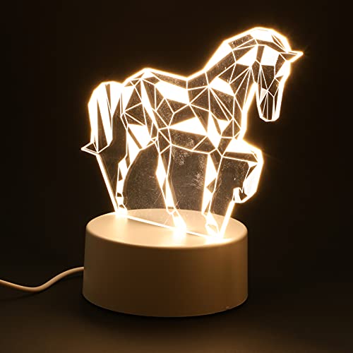 TOYANDONA Animal Nuit Lumière 3D Cheval Illusion Lampe USB Alimenté LED Signes Décoration pour...