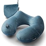 Keemall Inflatable Travel Neck Pillow for Airplane Sleeping Blow Up Neck Support Air Pillow Traveling on Plane Long Flights Washable