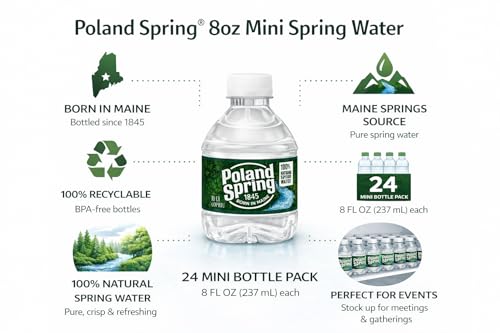 Image of Poland Spring Water Bottles 24 Pack - Small Mini Bottles - Poland Spring 8 oz Bottled Water