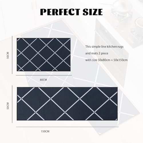 LY4U Kitchen Rug Set of 2, Washable Kitchen Floor Mats, Non-slip Runner - Image 2