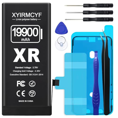 XYIRMCYF 19900mAh Super Capacity Battery Compatible with iPhone XR, 0 Cycle Li-Polymer Replacement Battery for iPhone XR, with Professional Repair Tool Kit