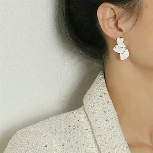 Pendientes de tuerca vintage JYDMS de flor al aceite blanco para joyería de fiesta de mujer 3