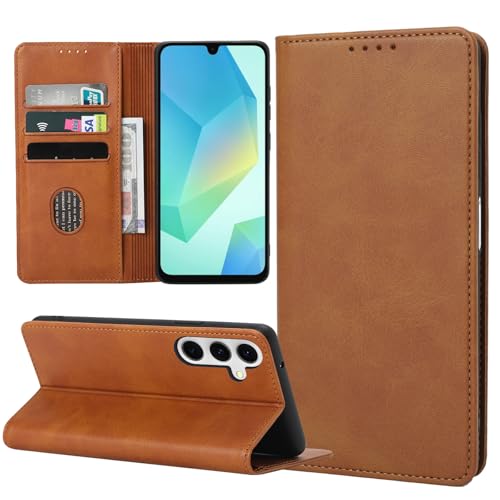 ZYIMOU Funda para Samsung Galaxy A16 5G / 4G, Funda Tapa Libro Movil Carcasa Samsung Galaxy A16 5G / 4G PU Cuero,[Protección Completa] [Ranura Tarjeta] [Función Soporte], Marrón