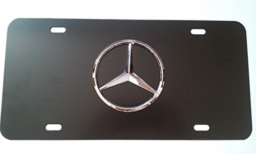 JCL Mercedes Benz Black Aluminum Front License Plate with Caps CLA CLS C E S SL SLK GL