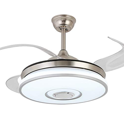 Retractable Ceiling Fan with Light and Bluetooth Speaker, LED Bluetooth Ceiling Fan with Light 7 Color Lighting 42 Inch (42 Inch)