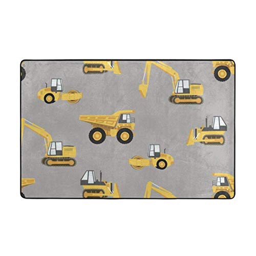 Image of NiYoung Construction Trucks Area Rugs, Bedroom Living Room Kitchen Mat, Play Rug Carpet Bath Mat, Throw Rugs Carpet Yoga Mat