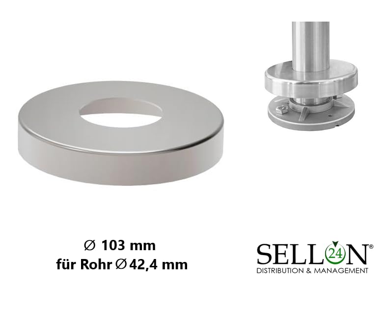 Sellon24® Ancrage Mural Rond En Acier Inoxydable - 42,4 Mm - Réglable - Support De Poteau Rond - Support De Tuyau Stable Sur Le Côté - Collier De Serrage