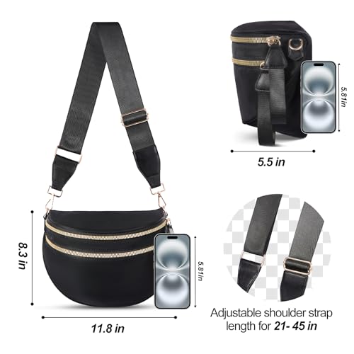 Checkered Crossbody Bag,Nylon Bum Bags for Women Crossbody,Spacious Sling Bag Purse Fanny Packs with Shoulder Strap2