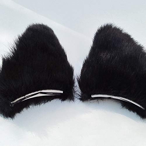 Cat Ears Hair Clips Halloween Kitty Fox Ears Barrettes Women Furry Kitten Headpiece Hair Pins Cat Hairpin Headband Christmas Party Decoration Cosplay Costume Cute Hair Accessories Black With White #TOP4