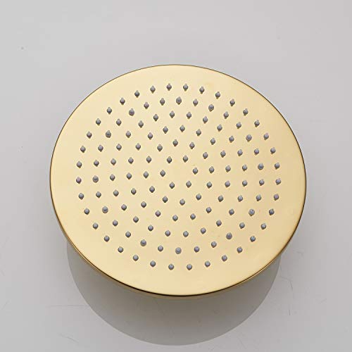 Senlesen LED Rainfall 12-inch Round Shower Head High Pressure Top Spray Without Shower Arm Ceiling Mount Gold Polished - Thumbnail 3
