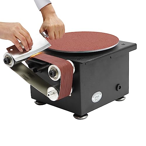Mini Belt Disc Sander, 6 Inch Electric Disc Sander Machine, 100W Edge Sharpener Mini Bench Polisher Tools Kits for Wood, Metal, Stone, Stainless Steel