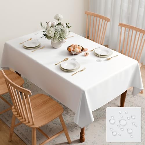 GFCC White Table Cloth 200x150cm Wipe Clean Waterproof 55x79 Inch
