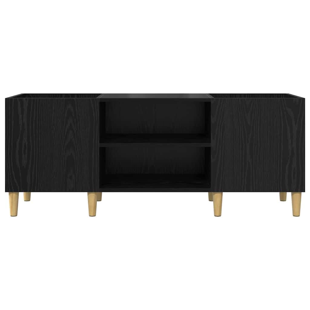 Armario para discos de vinilo con aspecto de roble negro, 121 x 38 x 48 cm, con 2 estantes y puertas con bisagras, armario de almacenamiento para salón, oficina y colección de música