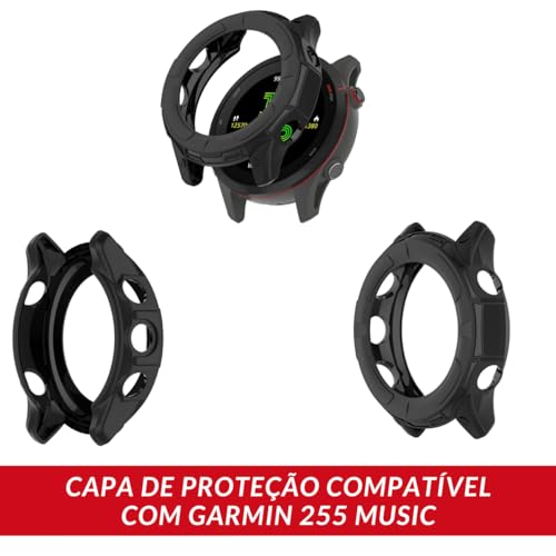 Capa de Proteção + Película + Plug de proteção compatível com Garmin Forerunner 255