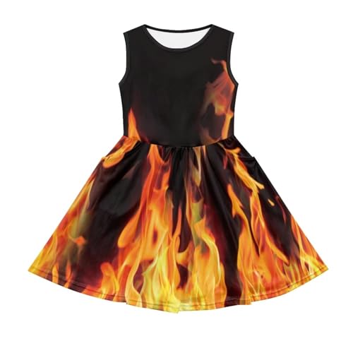 Dress for Toddle Girls 2-14T Sleeveless Crew Neck Sun Dress Midi Sundresses with Pockets Holiday Party Playwear2