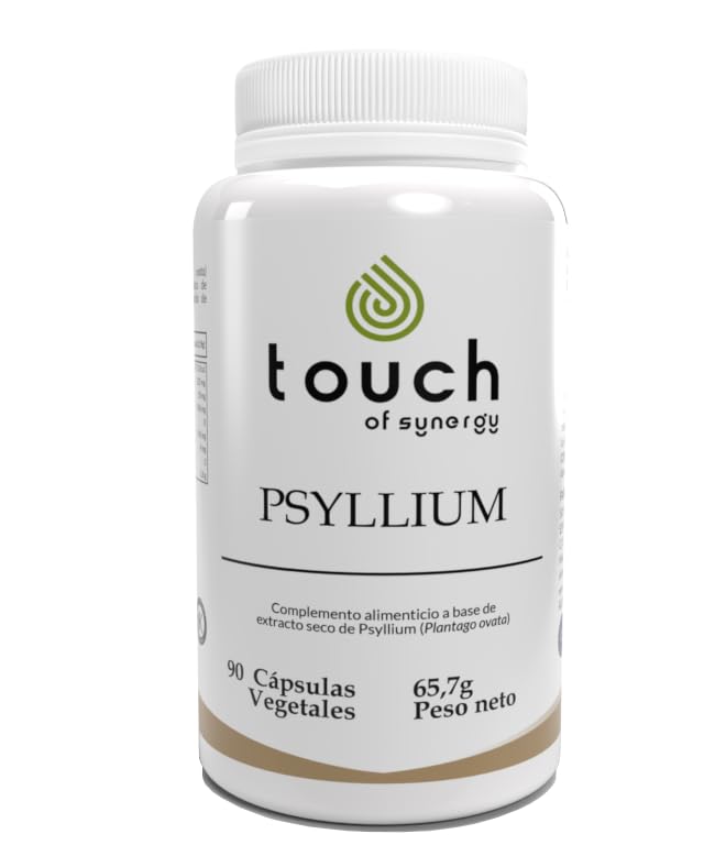 TOUCH OF SYNERGY - Psyllium 500mg - 90 Cápsulas - Fibra Soluble Natural - Regula el Tránsito Intestinal y Favorece la Salud Digestiva