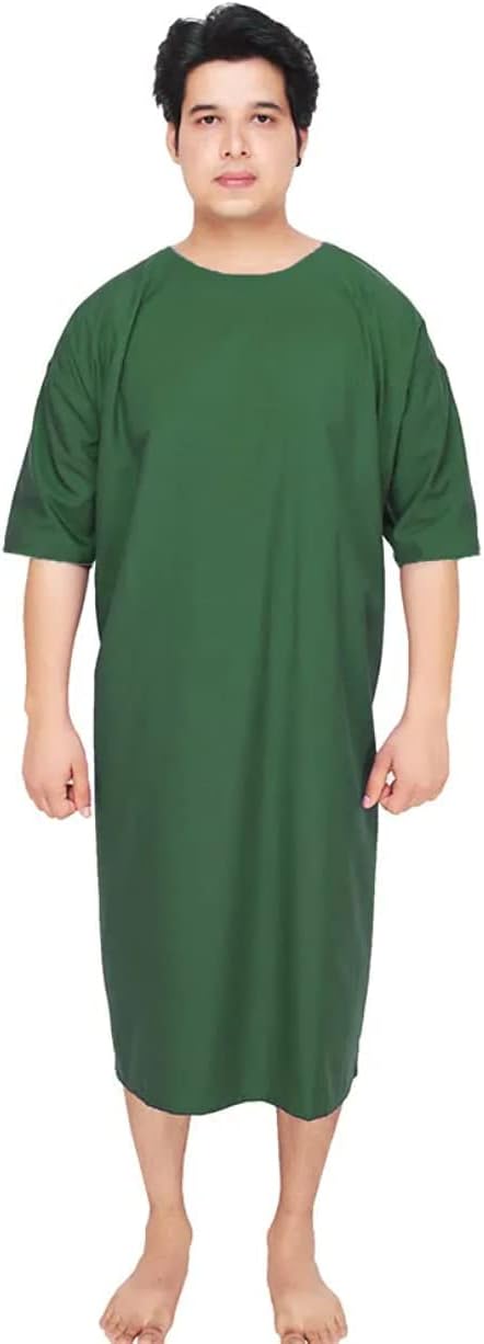 Poly Cotton Patient Gown - Examination/Both Side Wearable Hospital Use, Green, Free Size Unisex