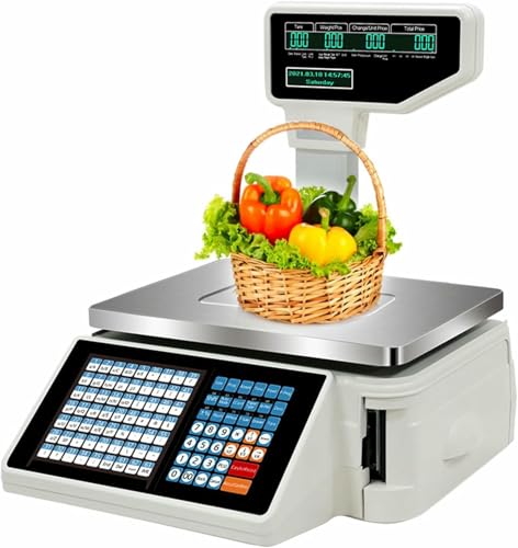 Báscula digital con impresora térmica y pantalla doble miniatura 1