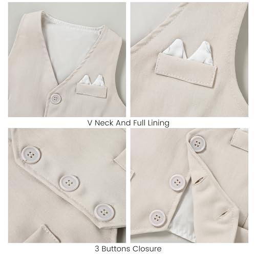 Image of YALLET Baby Boy Clothes Suit 0-24 Months Infant Gentleman Outfits Formal Dress Shirt+Bowtie+Vest+Pants Set Baby Wedding Suits