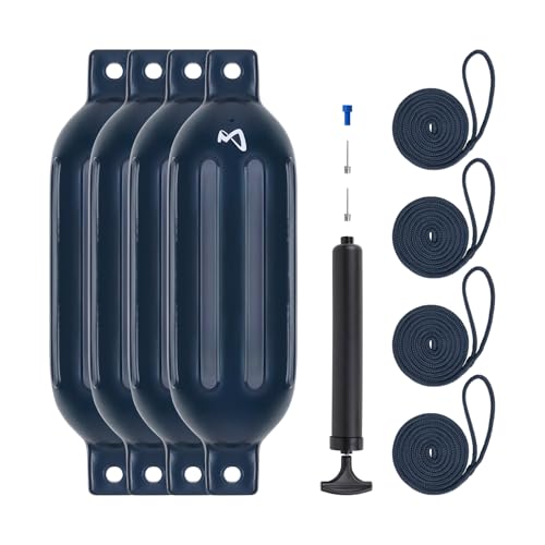 Mesle Fender Boot Dura 4er Set mit Leine & Pumpe, ø 16 cm | 58 cm lang, Langfender aufblasbar, Bootsfender, Fender Schiff Yacht Schlauchboot Mesle Fender Boot Dura 4er Set mit Leine & Pumpe, ø 16 cm | 58 cm lang, Langfender aufblasbar, Bootsfender, Fender Schiff Yacht Schlauchboot