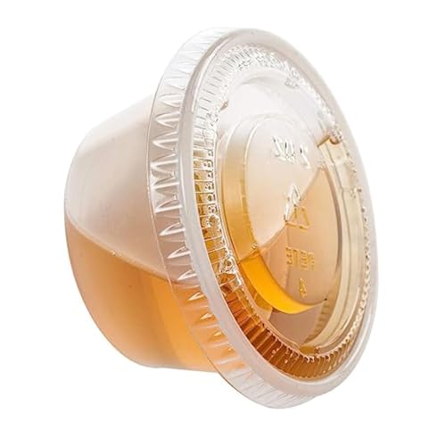 Image of TashiBox 400 Sets - 2 oz Jello Shot Cups with Lids, Small Plastic Portion Cups with Lids, Disposable Condiment Containers for Sauce (Pack of 8)
