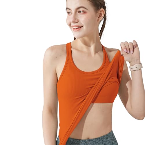Image of sphinx cat Womens Ribbed Workout Crop Tops with Built in Bra Yoga Racerback Tank Top Slim Fit