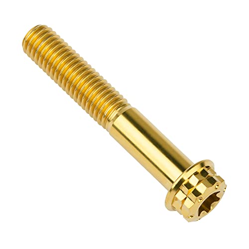 Image of Titanium Flange 12 Point Head M8 x15 20 25 30 35 40 45 50 55 60 65mm Screw Bolt Pack of 4 (M8x45mm, Gold)