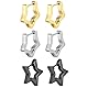 JewelryWe Stern Ohrringe für Herren Damen: 3 Paar Edelstahl Pentagramm Klein Huggie Creolen Geometrische Ohrringe Punk Ohrstecker Ohr Piercing Hypoallergen Ohrschmuck