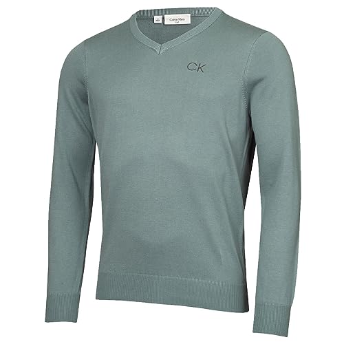 Calvin Klein Mens V-Neck Tour Golf Sweater - Sage - L