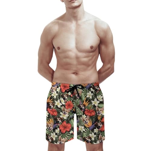 Custom Swim Trunk Personalized Face, Men Customized Hawaiian Swimming Bathing Suits Shorts Photo Beach Trunks4