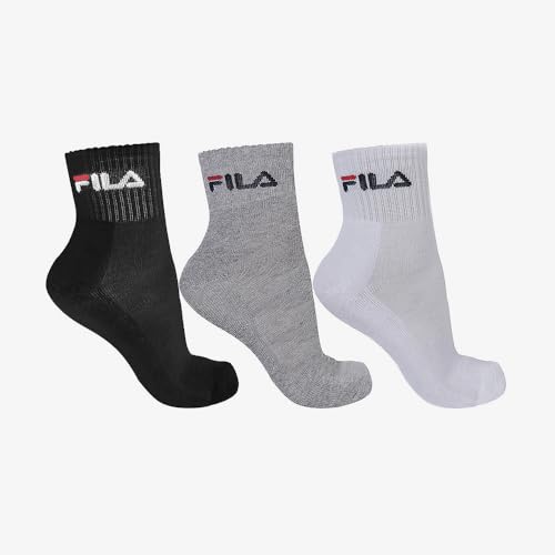 Kit com 3 Meias Cano Médio, FILA, Unissex, Branco/Preto/Mescla, 39-43